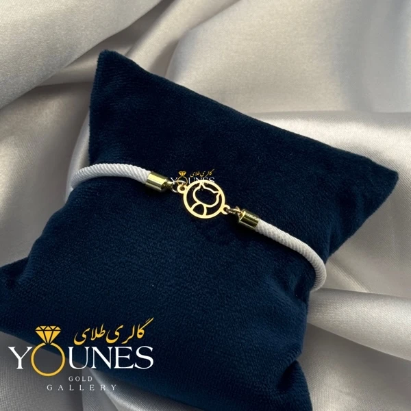 دستبند گربه دایره ای طلا لیزری